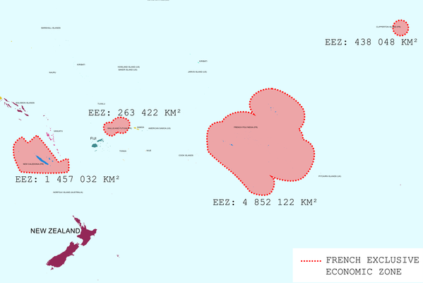 Map of French Pacific Exclusive Economic Zone