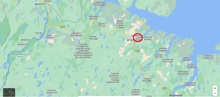 Location of Litsa Fjord and Andreyeva Bay