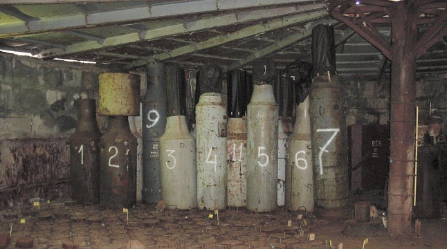Used nuclear fuel stored in so-called “bottles” at Andreyeva Bay