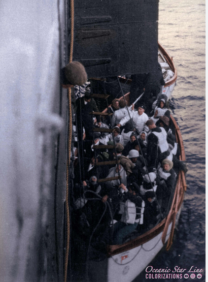 The rescue of Titanic's passengers by the RMS Carpathia, April 15th, 1912.
Photographer J.W. Parker.